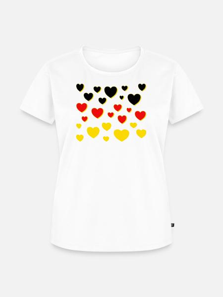 Deutschland Fahne Herzen - Frauen Premium Bio T-Shirt - Weiß