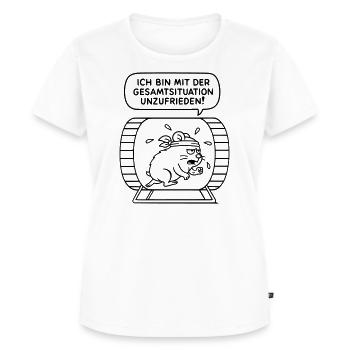 Mit der Gesamtsituation unzufrieden! WUNSCHFARBE! - Frauen Premium Bio T-Shirt - Weiß - Vorne - AI Model Female 172 dark (172cm)