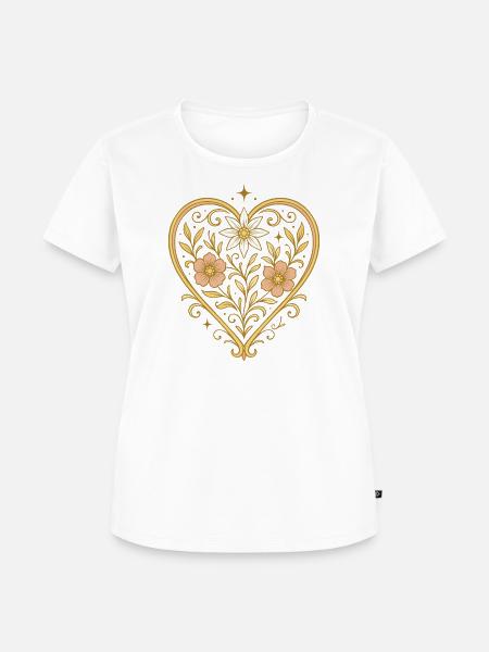 Blumenherz mit Edelweiß - Frauen Premium Bio T-Shirt - Weiß