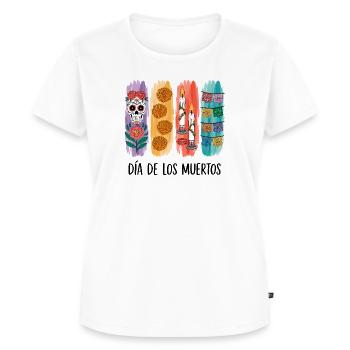Vivid Día de los Muertos Blumenkerzen Halloween - Frauen Premium Bio T-Shirt - Weiß - Vorne - AI Model Female 172 dark (172cm)