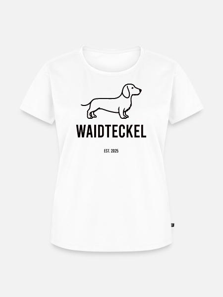 Waidteckel – Jagdliebe trifft Dackelpower. 🐾🌲 - Frauen Premium Bio T-Shirt - Weiß