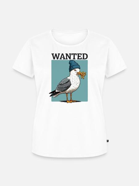 Gesuchte Möwe Mit Pommes - Frauen Premium Bio T-Shirt - Weiß