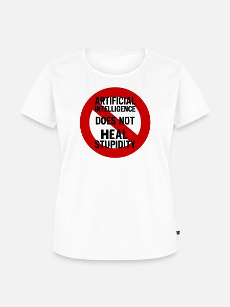 Kritischer Anti-KI Aufdruck - Frauen Premium Bio T-Shirt - Weiß