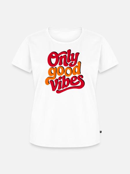 Positive Vibes Hand Lettered Design - Frauen Premium Bio T-Shirt - Weiß