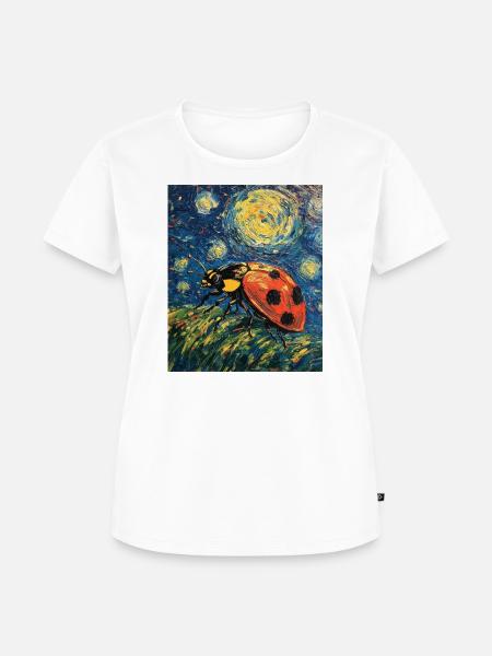 Marienkäfer Van Gogh Style Starry Night - Frauen Premium Bio T-Shirt - Weiß