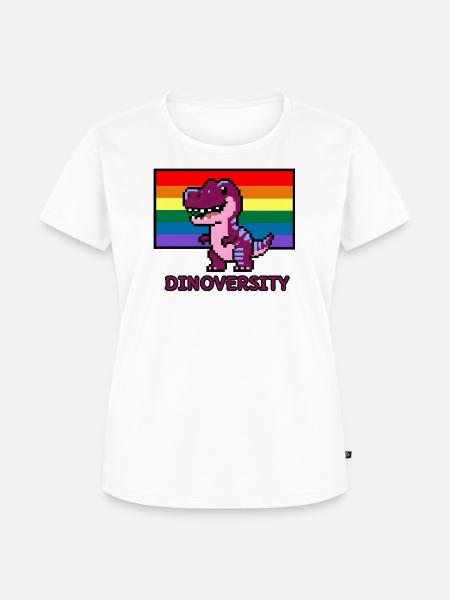 DinoVERSITY - Pixel Art Dinosaurier Pride! 🌈🦖 - Frauen Premium Bio T-Shirt - Weiß