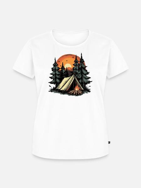 Camping Wald Zelt - Frauen Premium Bio T-Shirt - Weiß