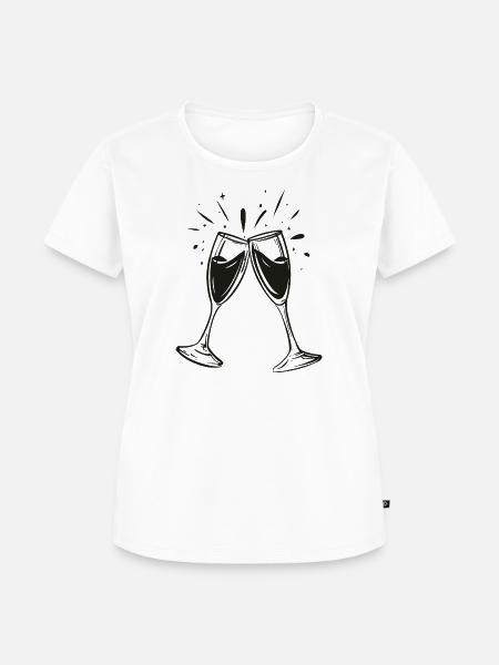 Sekt-Prosecco-Glas-black - Frauen Premium Bio T-Shirt - Weiß