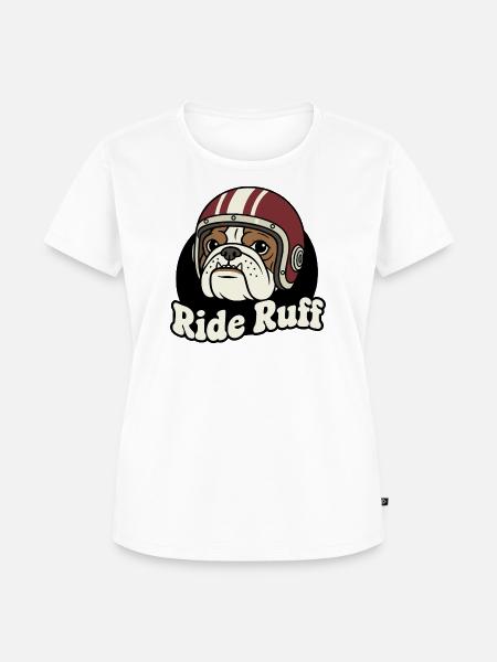 Ride Ruff Bulldog Helm-Design - Frauen Premium Bio T-Shirt - Weiß