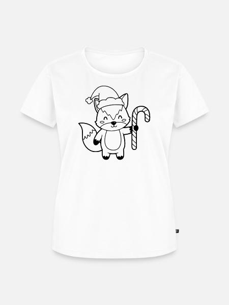 Weihnachtsfuchs mit Candy Cane Illustration - Frauen Premium Bio T-Shirt - Weiß