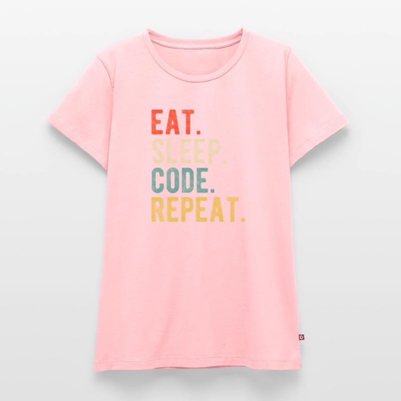 Eat Sleep Code Repeat Programmer Nerd Retro T-shirt Premium bio Femme