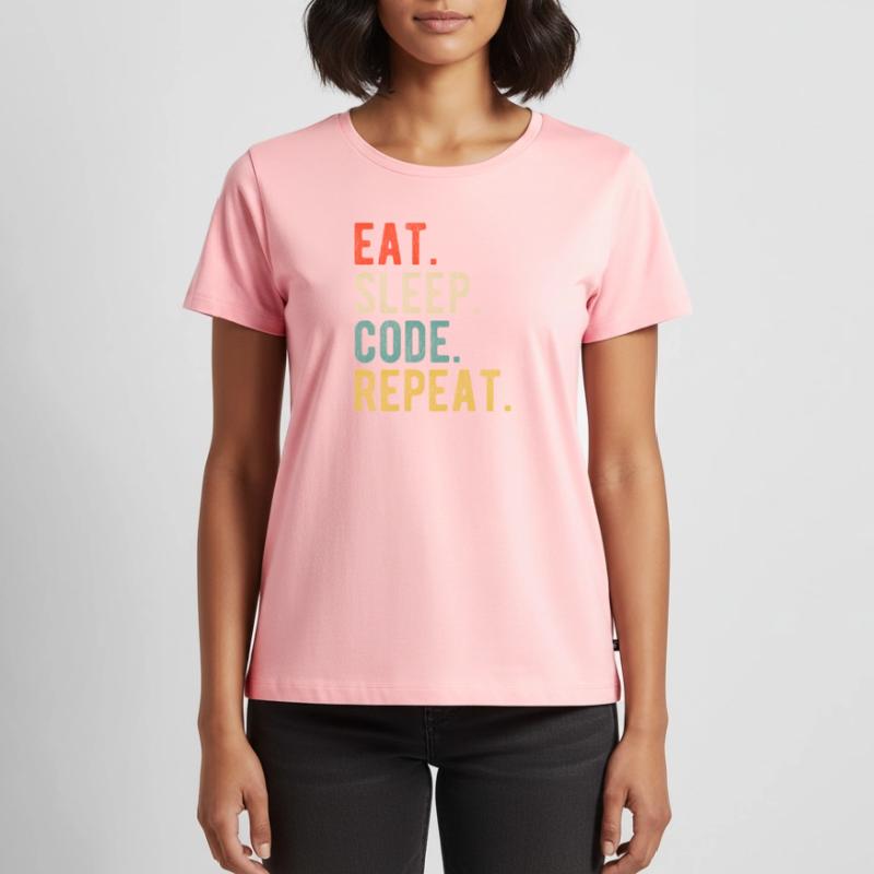 Eat Sleep Code Repeat Programmierer Nerd Retro Frauen Premium Bio T-Shirt