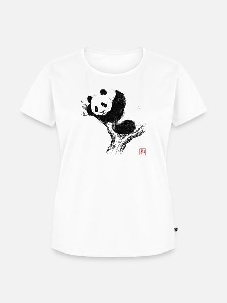 Schlafender Panda Zen Kunst - Frauen Premium Bio T-Shirt - Weiß