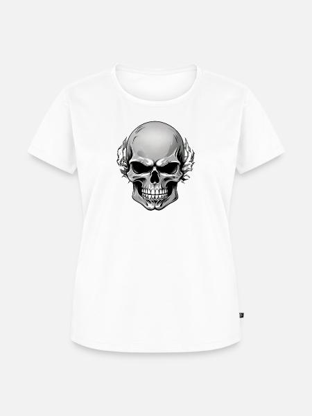 Schädel mit dunklem Blattkranz - Frauen Premium Bio T-Shirt - Weiß