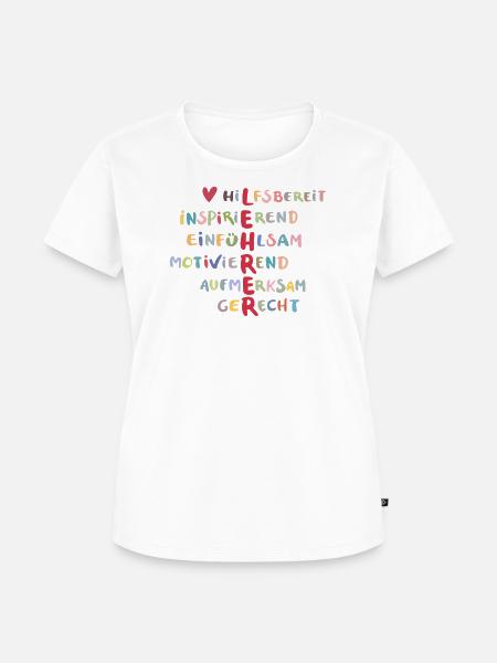 Farbenfrohe Werte Collage – Hilfsbereit - Frauen Premium Bio T-Shirt - Weiß