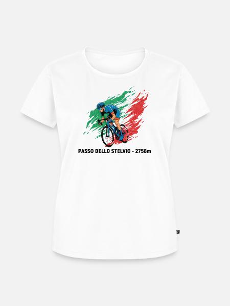 Passo dello Stelvio Climber Colour Burst - Frauen Premium Bio T-Shirt - Weiß
