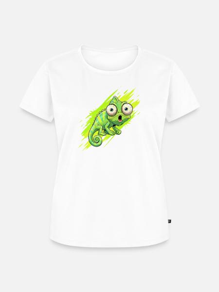 Neon Chamäleon Spritzer - Frauen Premium Bio T-Shirt - Weiß