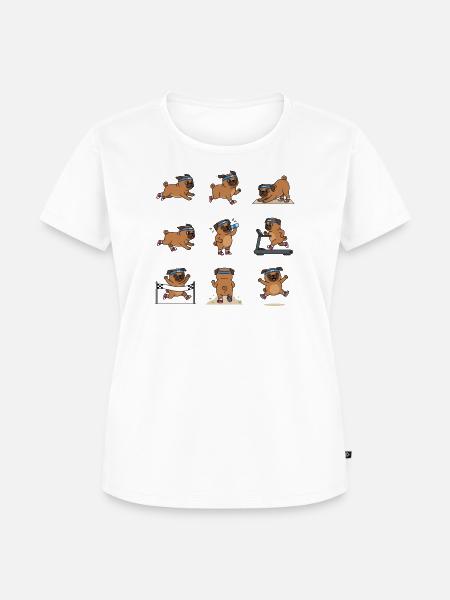 Lustiger Mops Joggen Marathon Laeufer - Frauen Premium Bio T-Shirt - Weiß