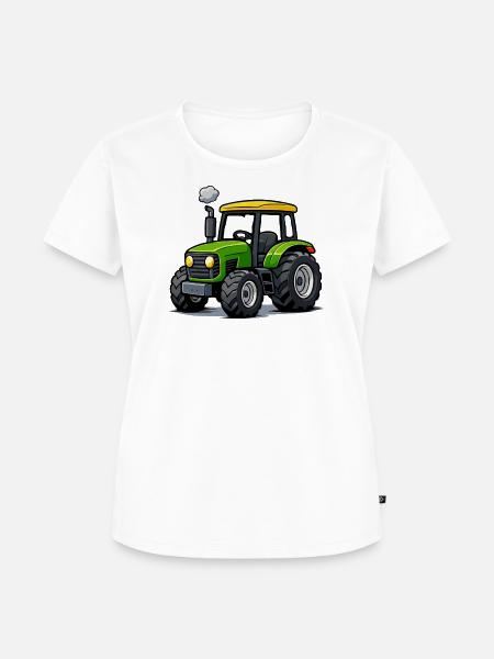 Traktor Trekker Cartoon - Frauen Premium Bio T-Shirt - Weiß