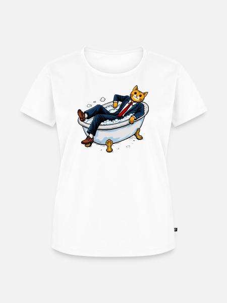 Firmenkatze in einer seifigen Badewanne - Frauen Premium Bio T-Shirt - Weiß