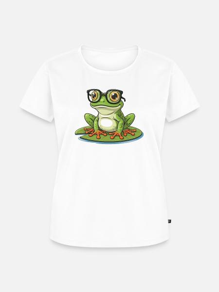 Smart Frog – lustiges Design mit Lunett - Frauen Premium Bio T-Shirt - Weiß