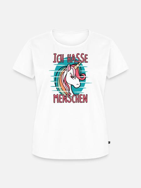 Ich Hasse Menschen Einhorn Sarkasmus - Frauen Premium Bio T-Shirt - Weiß