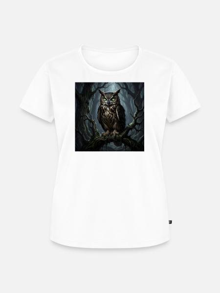 Uhu im Mystischen Wald - Frauen Premium Bio T-Shirt - Weiß