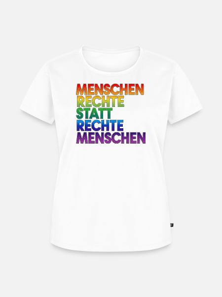 Regenbogen Statement Spruch Menschenrechte - Frauen Premium Bio T-Shirt - Weiß