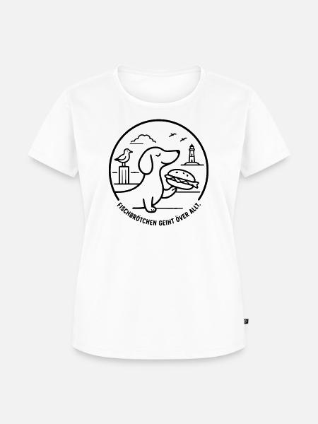 Fischbrötchen geiht över allt! moinDackel - Frauen Premium Bio T-Shirt - Weiß
