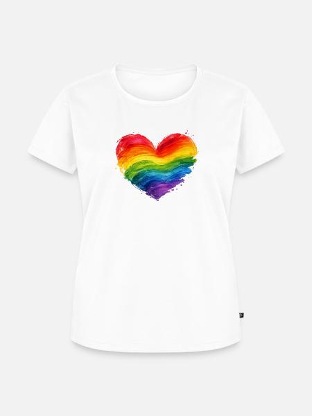 Buntes Regenbogen-Herz | Pride Acryl-Kunst - Frauen Premium Bio T-Shirt - Weiß