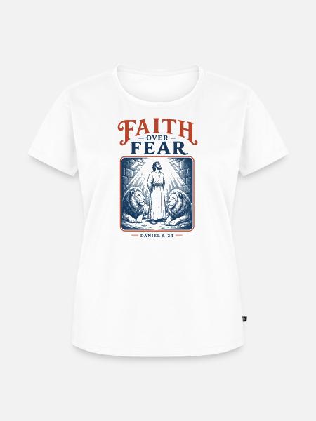 Daniel Lion Faith - Frauen Premium Bio T-Shirt - Weiß