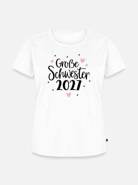 Große Schwester 2027 – Süßer Geschwister-Aufdruck - Frauen Premium Bio T-Shirt - Weiß