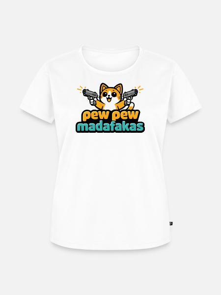 Pew Pew Madafakas Katze - Frauen Premium Bio T-Shirt - Weiß