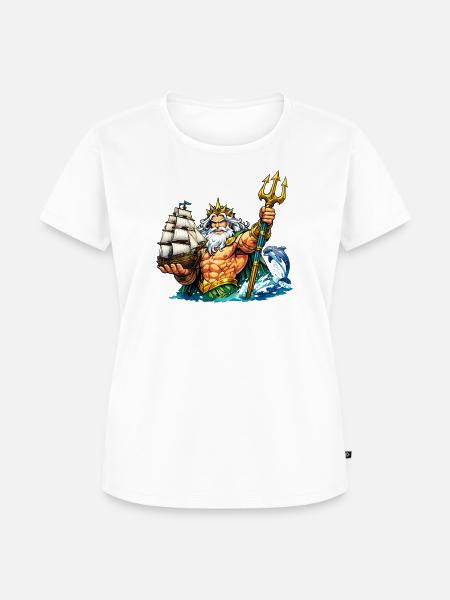 Neptun mit Seegelschiff - Frauen Premium Bio T-Shirt - Weiß