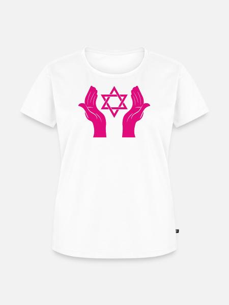 Magenta Hände mit Davidstern - Frauen Premium Bio T-Shirt - Weiß
