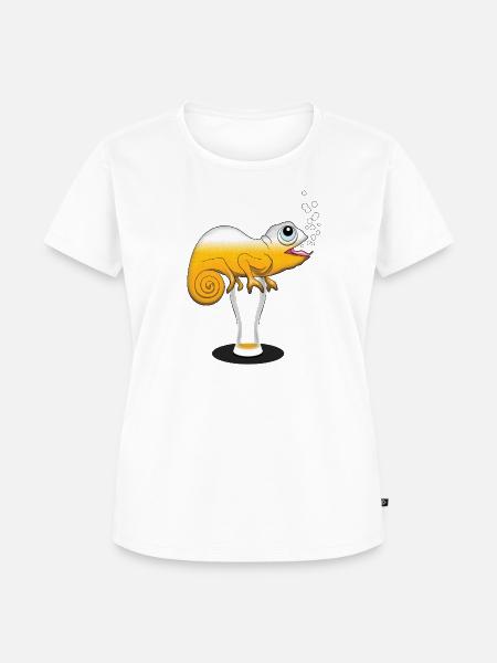Bier trinkendes Chamäleon - Frauen Premium Bio T-Shirt - Weiß