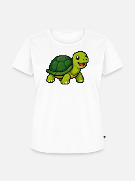 Pixel Turtle Abenteuer - Frauen Premium Bio T-Shirt - Weiß
