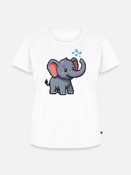 Pixel Elefant mit Blasen - Frauen Premium Bio T-Shirt - Weiß