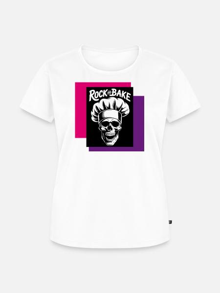 Rock and Bake Skull Chef - Frauen Premium Bio T-Shirt - Weiß