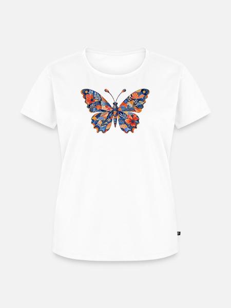 Patchwork Schmetterling Muster - Frauen Premium Bio T-Shirt - Weiß