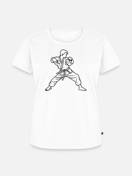Karateka Linienskizze - Frauen Premium Bio T-Shirt - Weiß
