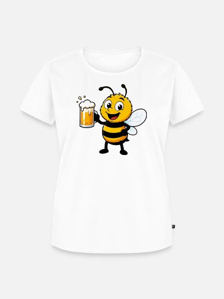 Fröhliche Bierbiene mit Krug - Frauen Premium Bio T-Shirt - Weiß