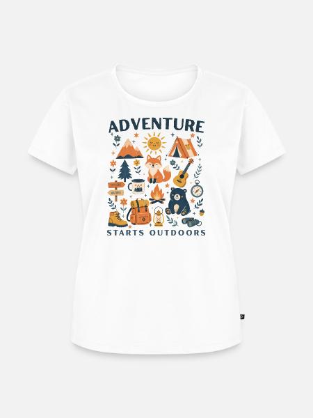 Das Abenteuer beginnt im Freien - Frauen Premium Bio T-Shirt - Weiß