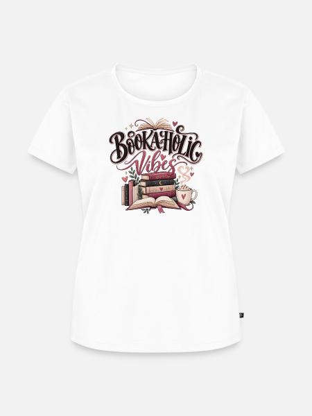 Bookaholic Vibes – Bücher & Kaffee - Frauen Premium Bio T-Shirt - Weiß