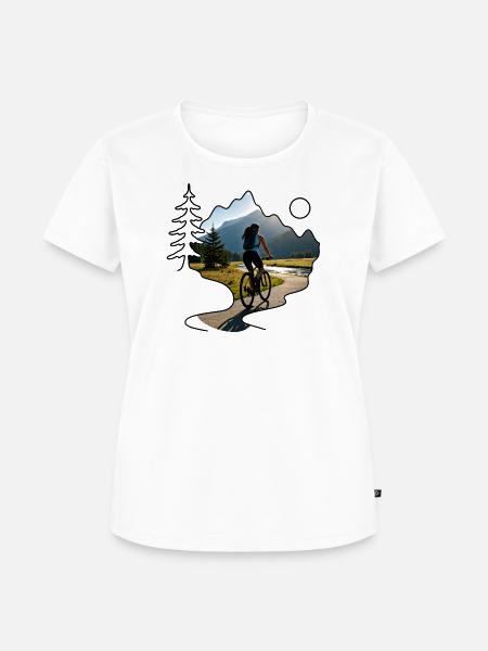 woman cyclist mountains - Frauen Premium Bio T-Shirt - Weiß
