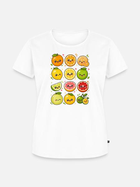 Kawaii Zitrusfrüchte | Orange & Zitrone - Frauen Premium Bio T-Shirt - Weiß