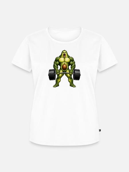 Avocado Gewichtheber Bodybuilder Fitness - Frauen Premium Bio T-Shirt - Weiß