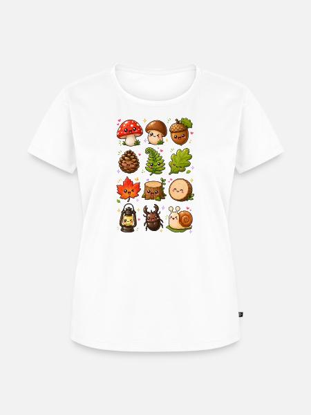 Kawaii Waldschätze | Pilze & Natur - Frauen Premium Bio T-Shirt - Weiß