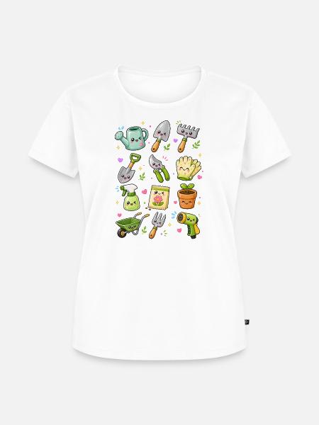 Kawaii Gartenwerkzeug | Gärtnern - Frauen Premium Bio T-Shirt - Weiß