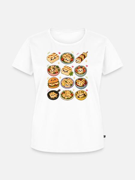 Kawaii Halloumi | Grillkäse & Mediterran - Frauen Premium Bio T-Shirt - Weiß